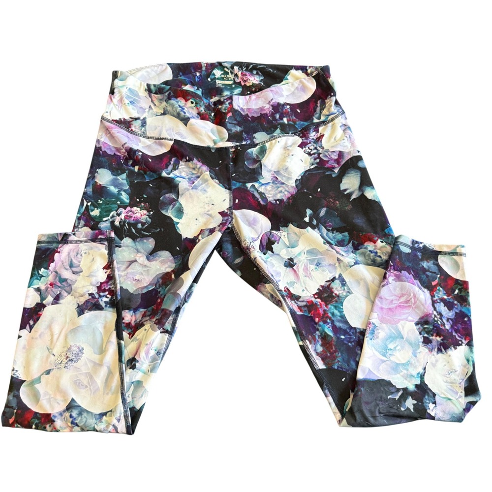 Old Navy‎ Active Go-Dry Floral Leggings XXL Plus Size Mid Rise Compression Pants